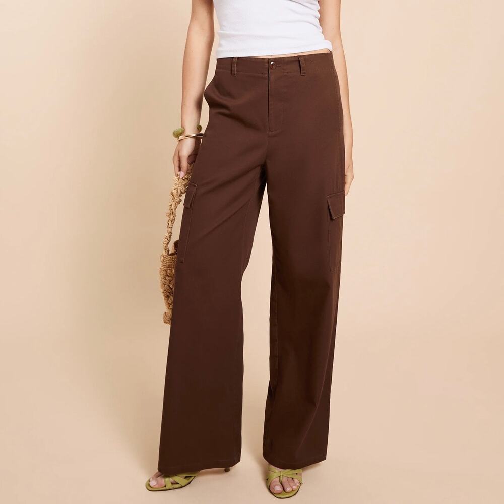 Few Moda CAARA Clem Cotton Cargo Pants Brown Coffee Wide Leg 4 Gorpcore Utility